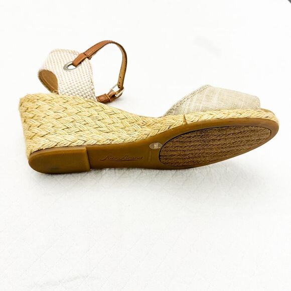 Lucky Brand Tan Brown Accent Wedge Straw Espadrille Slingback Sandal Size 10 - Picture 3 of 6